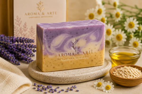Sabonete Artesanal Relaxar – Lavanda e Camomila | Aroma & Arte